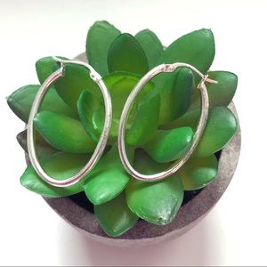 Sterling Silver Oval Hoop Earrings